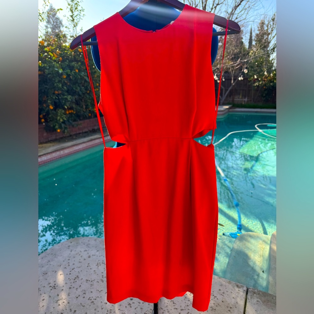 Trina Turk Orange Cutout Sides Midi Dress Size 4